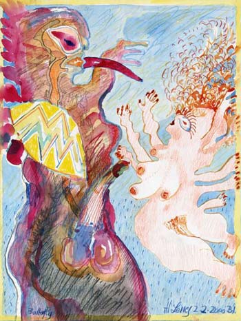 Ohne Titel, Mischtechnik auf Papier, 2000, 84x36cm / No title, mixing technique on paper, 2000, 84x36cm